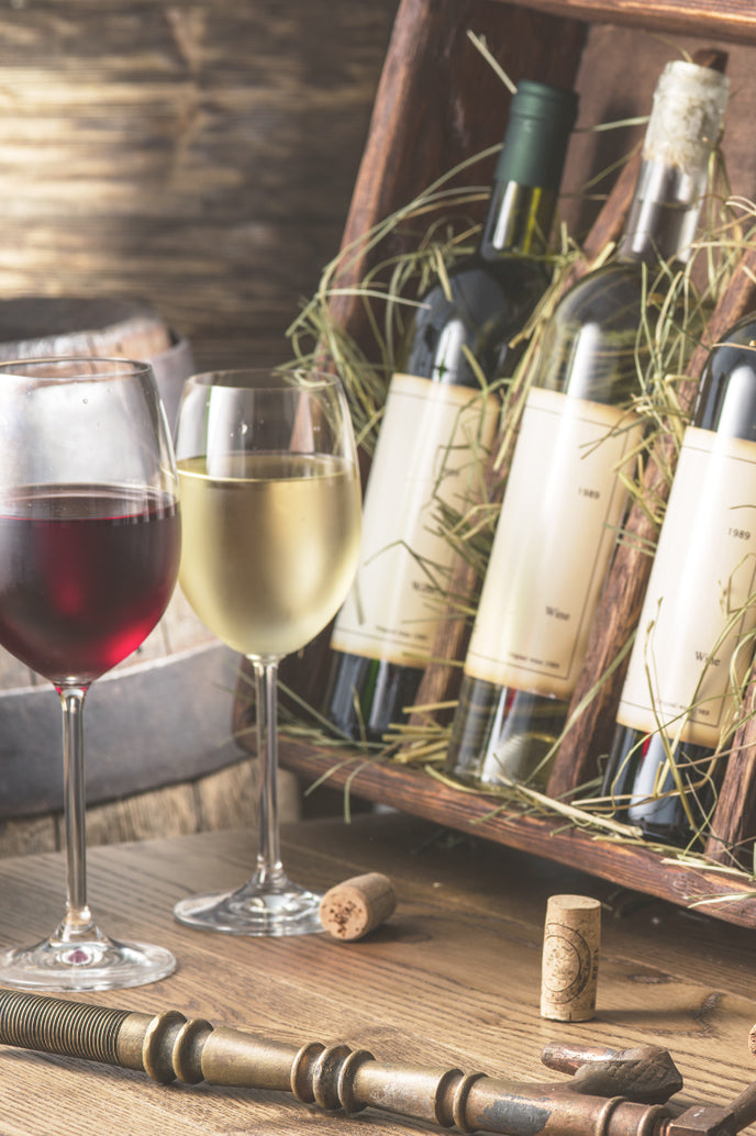 Glasses of wine and a wine package