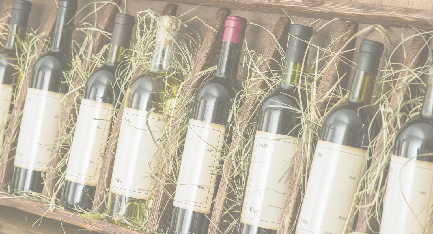 curated bottles of wine in a crate