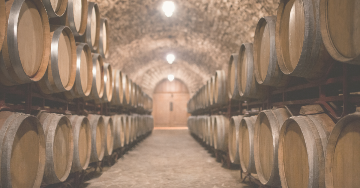 wine barrels inside wine cellar
