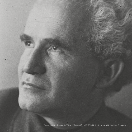 Black-and-white portrait of David Ben Gurion.