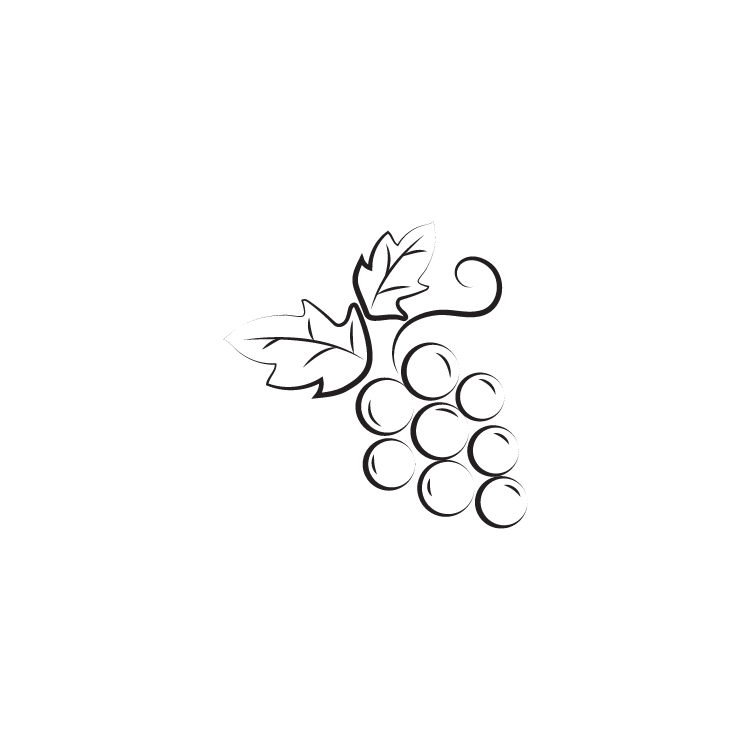 black hand drawn graphic of grapes representing "grape varietals"